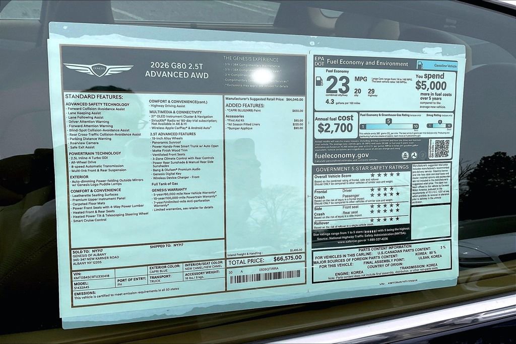 New 2026 Genesis G80 2.5T Advanced image 13
