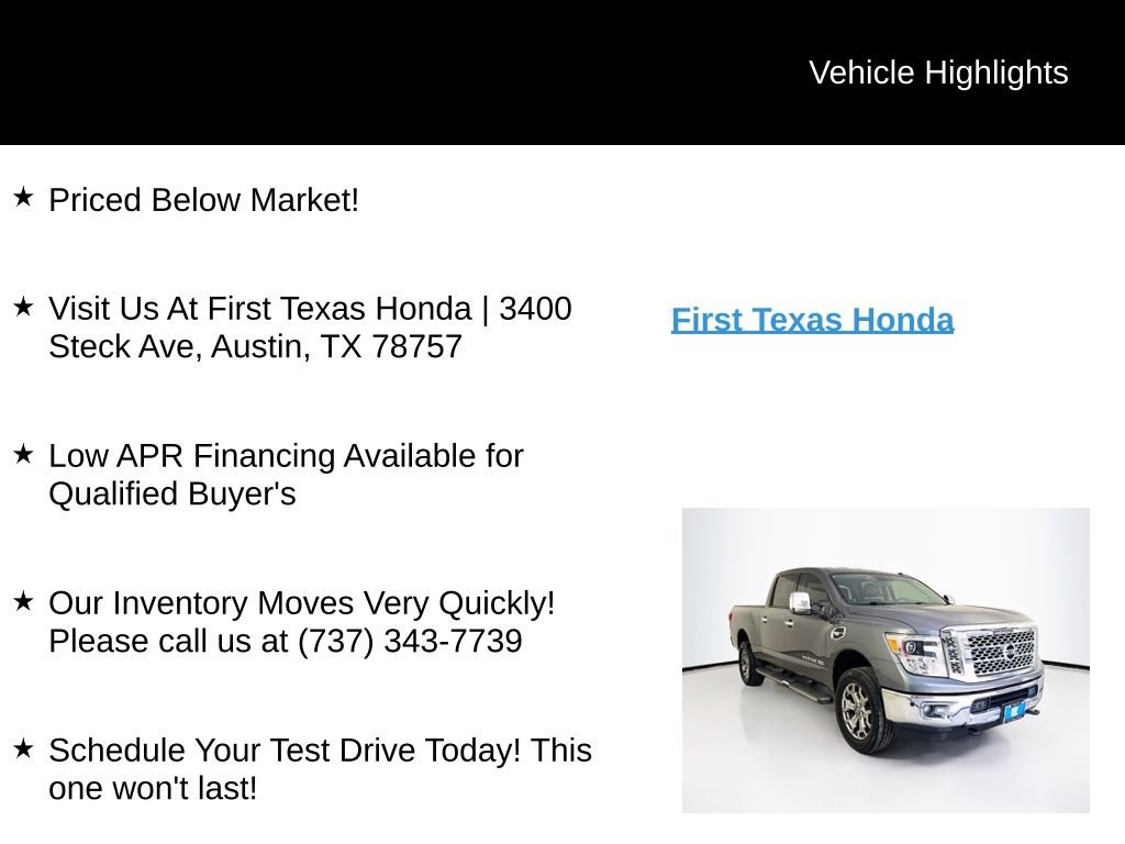 Used 2017 Nissan Titan SL w/ Chrome Package RWD image 9