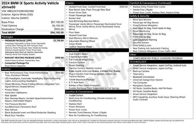 Certified 2024 BMW iX xDrive50 w/ Premium Package AWD/4WD image 43