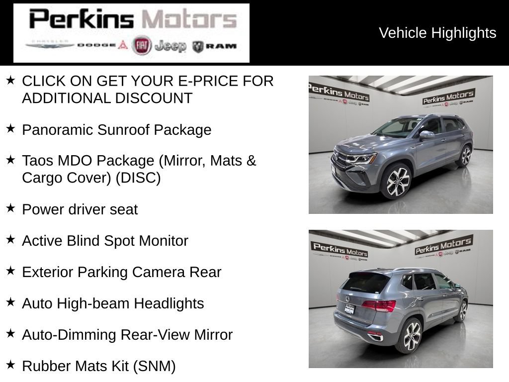 Used 2022 Volkswagen Taos SEL w/ Panoramic Sunroof Package AWD/4WD image 7
