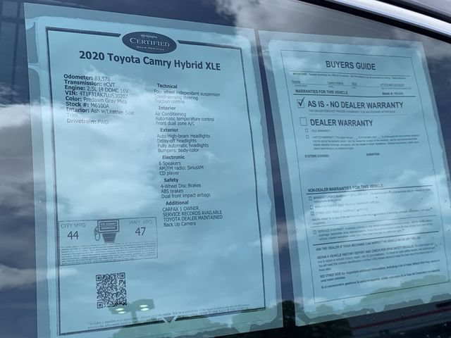 Certified 2020 Toyota Camry XLE w/ Sunroof Package FWD image 36