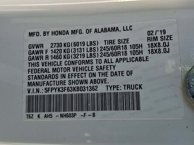 Used 2019 Honda Ridgeline RTL-T image 27