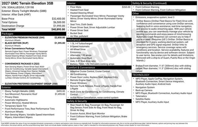 New 2027 GMC Terrain Elevation w/ Elevation Premium Package AWD/4WD image 3