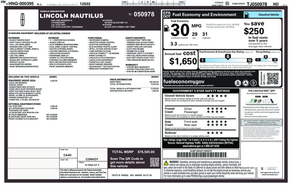 New 2026 Lincoln Nautilus Reserve AWD/4WD image 40
