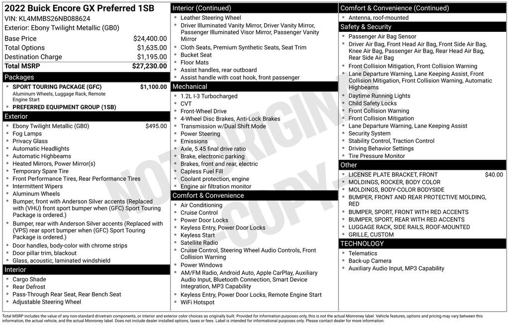 Used 2022 Buick Encore GX Preferred w/ Sport Touring Package FWD image 34