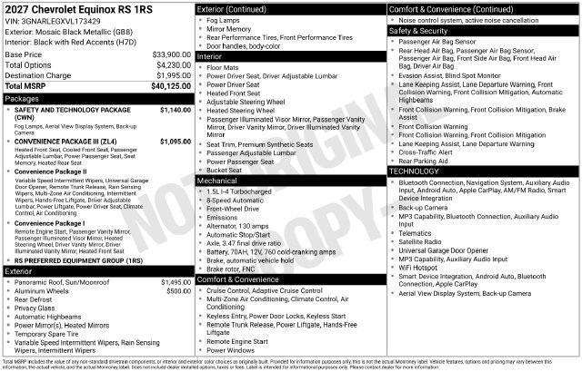 New 2027 Chevrolet Equinox RS w/ Safety and Technology Package FWD image 5