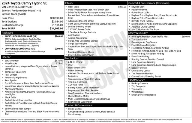 Used 2024 Toyota Camry SE w/ Audio Upgrade Package FWD image 7