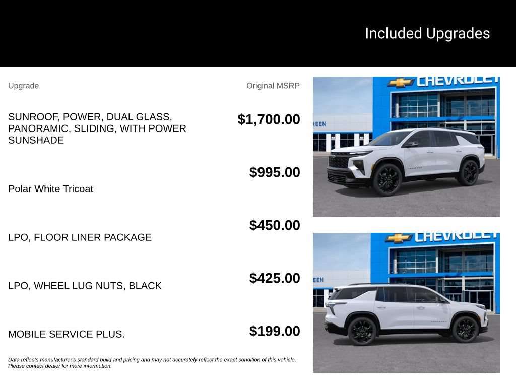 New 2027 Chevrolet Traverse RS w/ LPO, Floor Liner Package AWD/4WD image 5