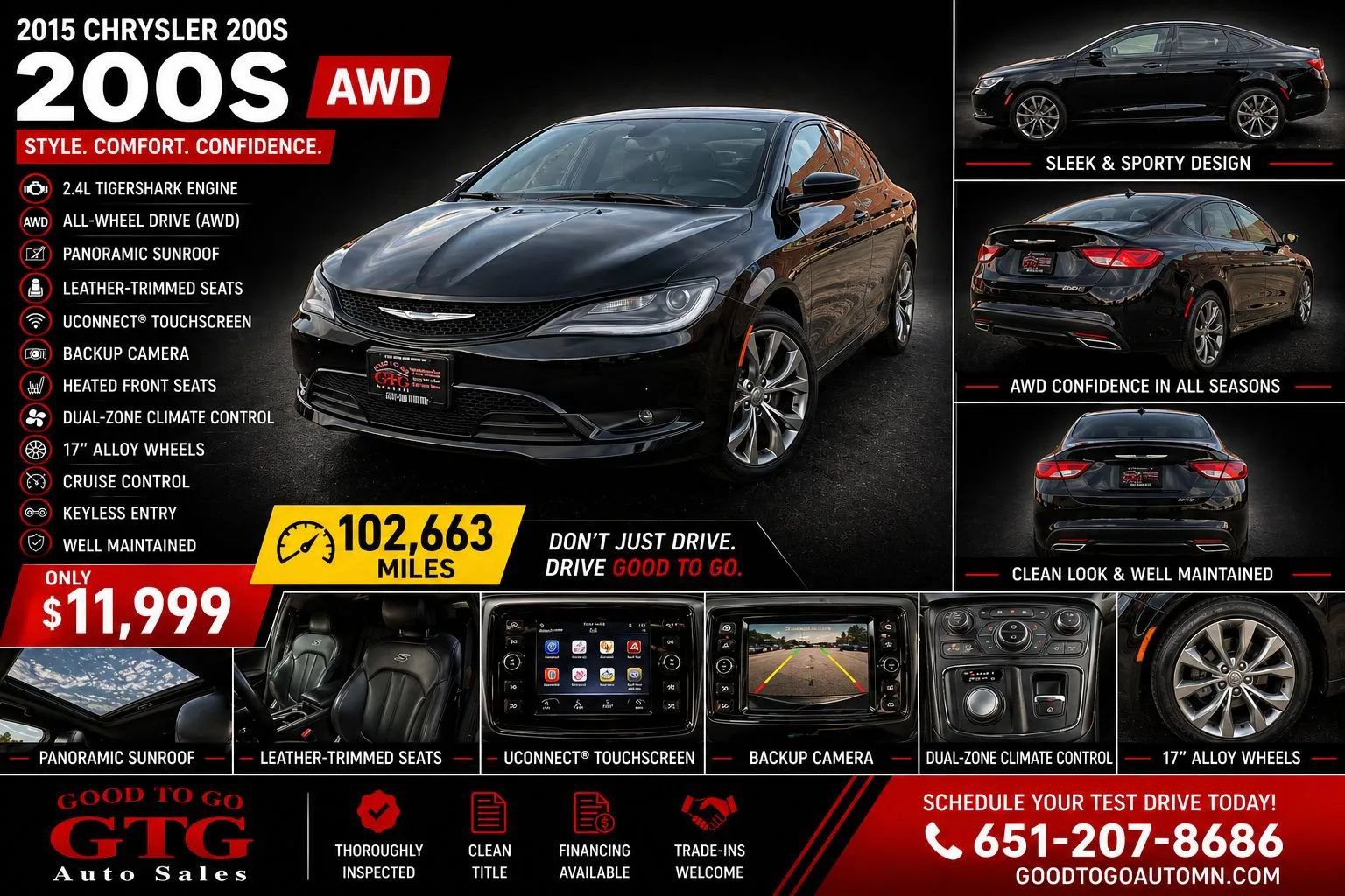 Used 2015 Chrysler 200 S w/ Navigation & Sound Group I