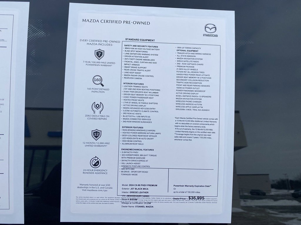 Certified 2024 MAZDA CX-90 Plug-In Hybrid w/ Premium Pkg image 34