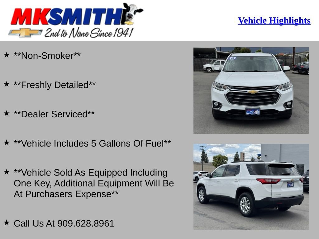Used 2019 Chevrolet Traverse LT FWD image 2