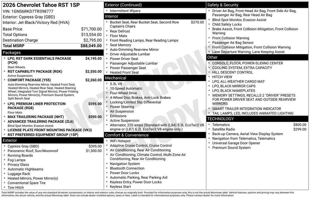 New 2026 Chevrolet Tahoe RST AWD/4WD image 45