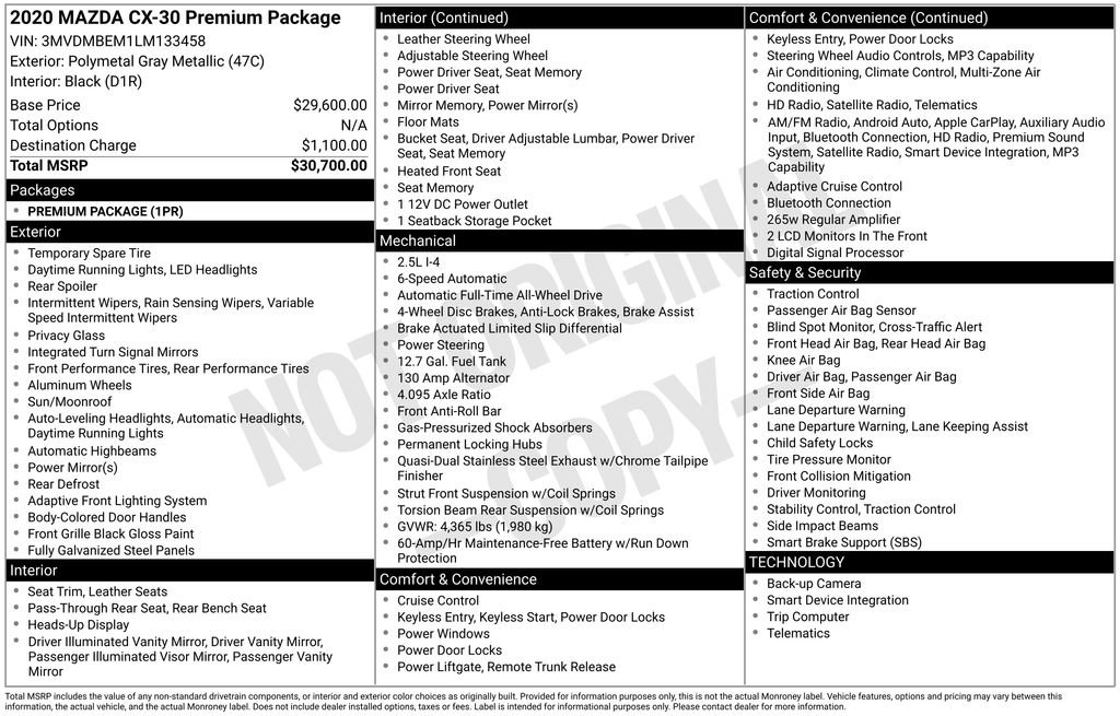 Used 2020 MAZDA CX-30 AWD w/ Premium Package image 7