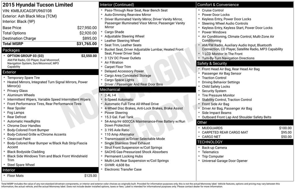 Used 2015 Hyundai Tucson Limited w/ Option Group 03 image 6