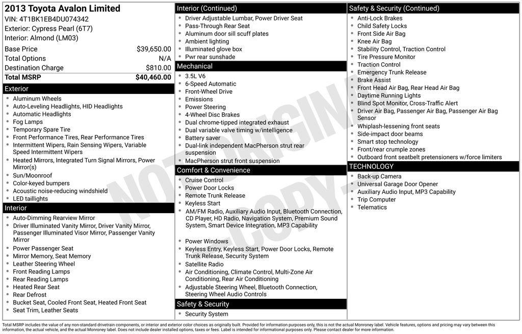 Used 2013 Toyota Avalon Limited image 3