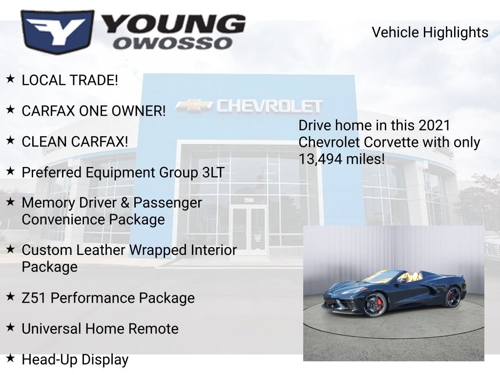 Certified 2021 Chevrolet Corvette Stingray Premium Conv w/ Z51 Performance Package RWD image 8