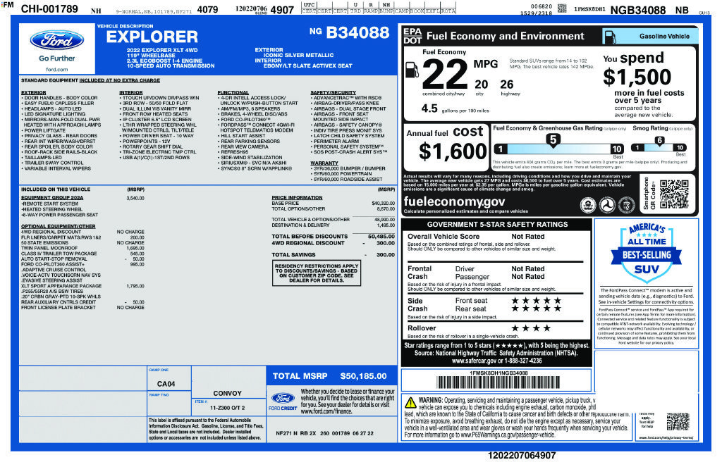 Certified 2022 Ford Explorer XLT w/ Equipment Group 202A AWD/4WD image 34