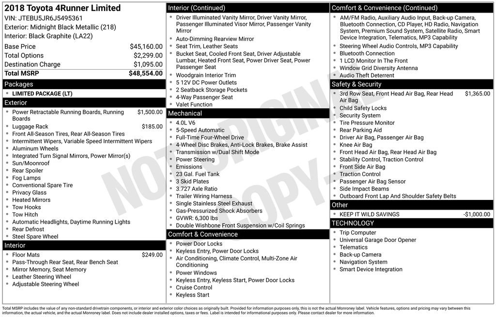 Used 2018 Toyota 4Runner Limited AWD/4WD image 8