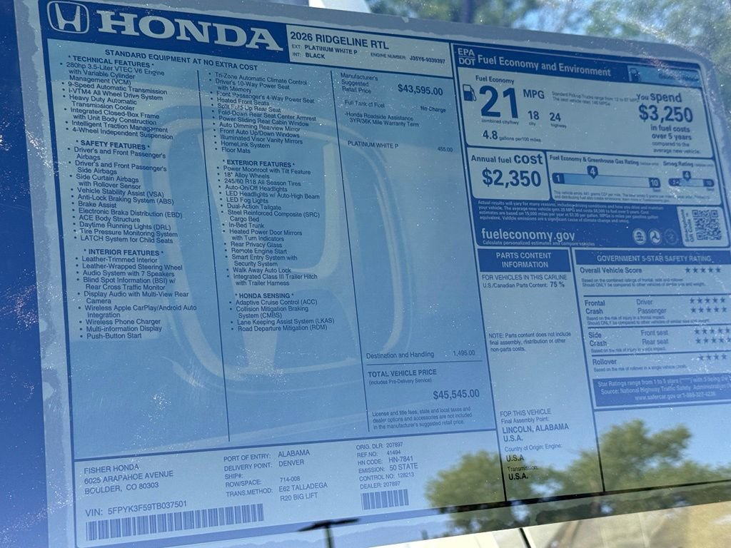 New 2026 Honda Ridgeline RTL image 28