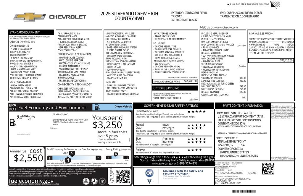 Certified 2025 Chevrolet Silverado 1500 High Country w/ High Country Premium Package AWD/4WD image 12