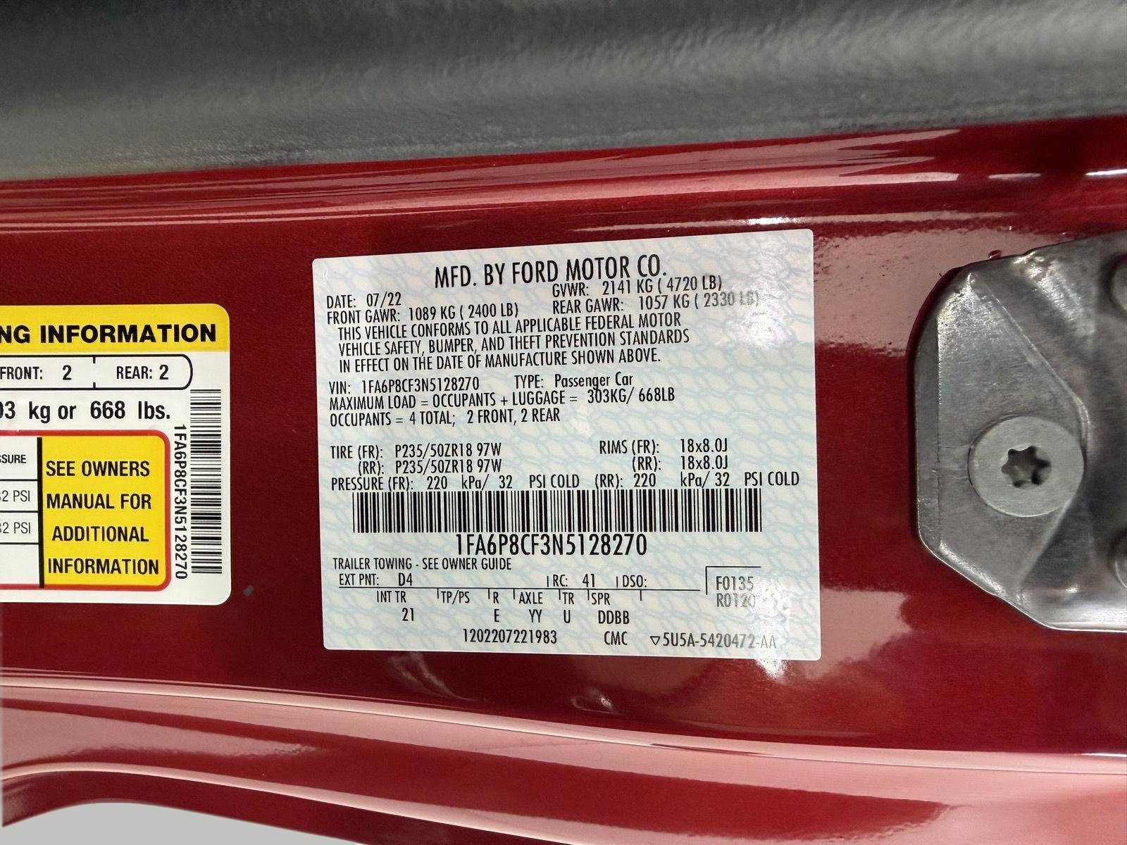 Certified 2022 Ford Mustang GT w/ Equipment Group 301A RWD image 26