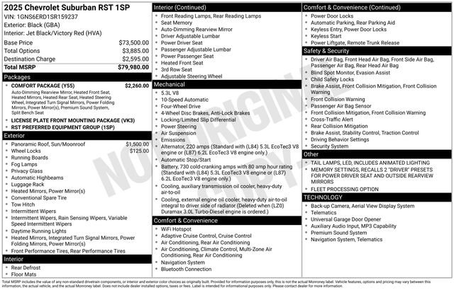 Used 2025 Chevrolet Suburban RST w/ Comfort Package AWD/4WD image 5