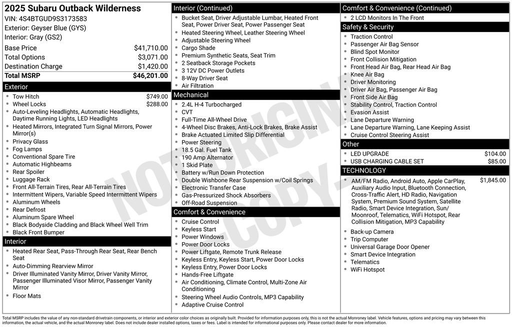 Used 2025 Subaru Outback Wilderness image 47