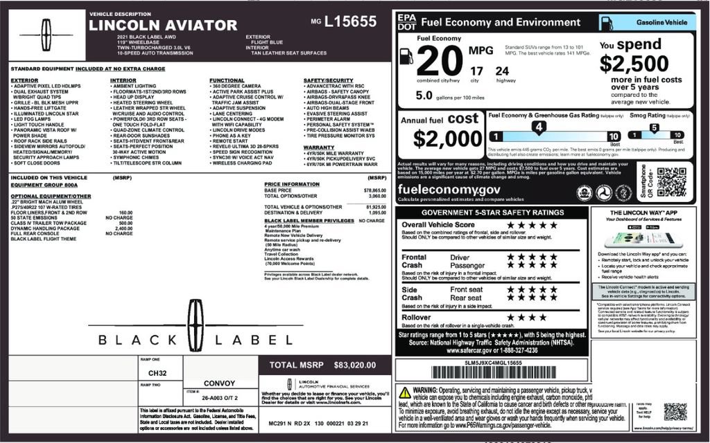 Used 2021 Lincoln Aviator Black Label w/ Dynamic Handling Package AWD/4WD image 6