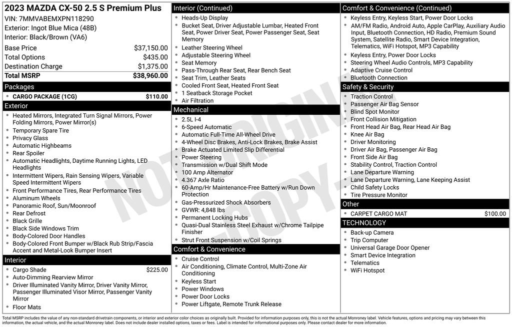 Used 2023 MAZDA CX-50 AWD 2.5 S w/ Cargo Package image 4