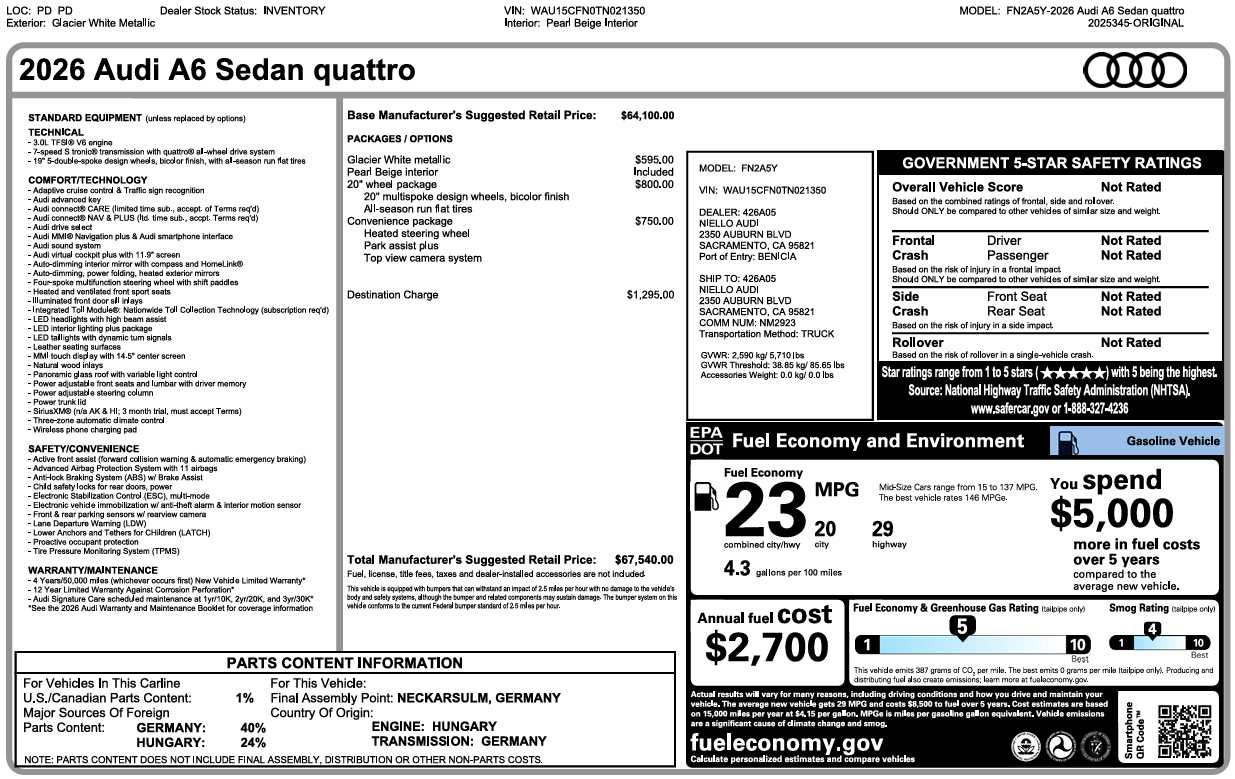 Certified 2026 Audi A6 Premium AWD/4WD image 3
