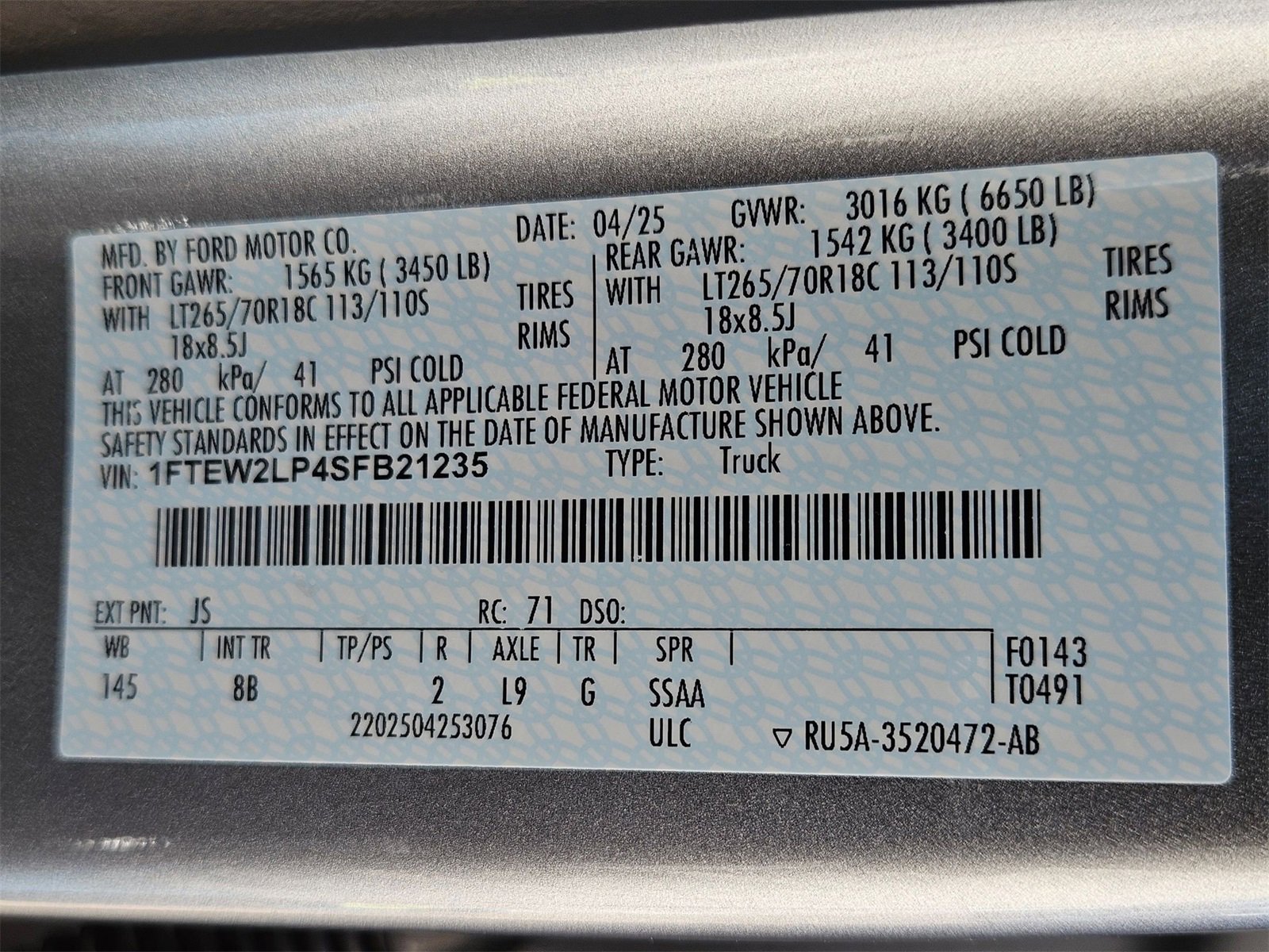 New 2025 Ford F150 STX w/ Equipment Group 201A FX4 image 22