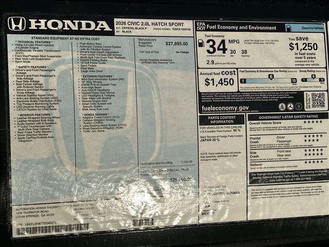 New 2026 Honda Civic Sport image 19
