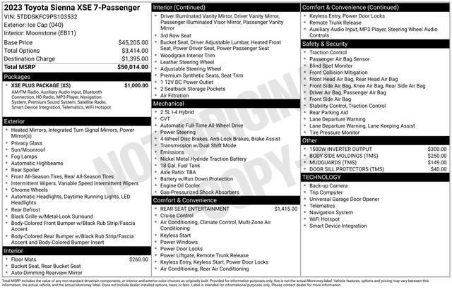 Used 2023 Toyota Sienna XSE w/ XSE Plus Package AWD/4WD image 34