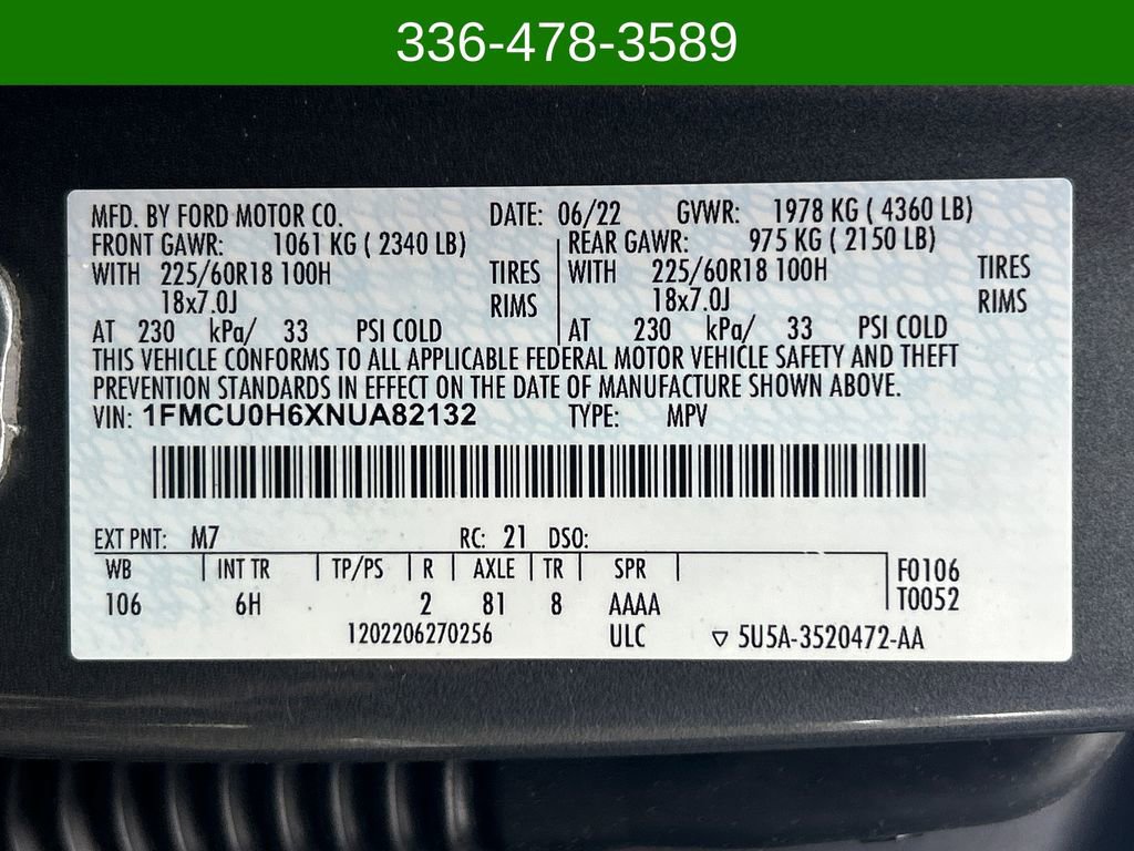 Used 2022 Ford Escape SEL w/ Technology Package FWD image 30