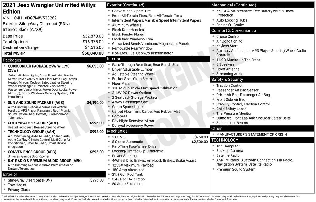 Certified 2021 Jeep Wrangler Unlimited Sport image 6