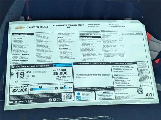 New 2026 Chevrolet Corvette Stingray Coupe w/ Z51 Performance Package image 18