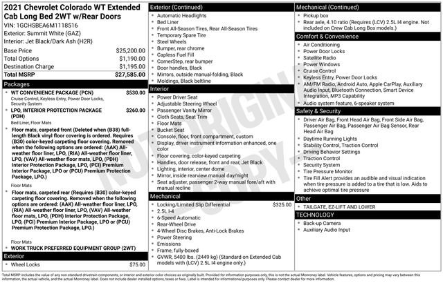 Used 2021 Chevrolet Colorado W/T w/ WT Convenience Package RWD image 4
