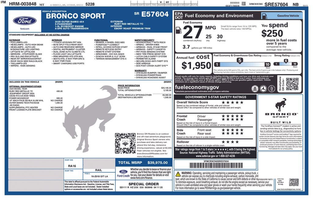 Used 2025 Ford Bronco Sport Outer Banks w/ Outer Banks Tech Package+ AWD/4WD image 46
