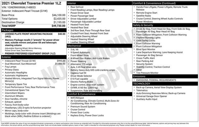 Used 2021 Chevrolet Traverse Premier image 7