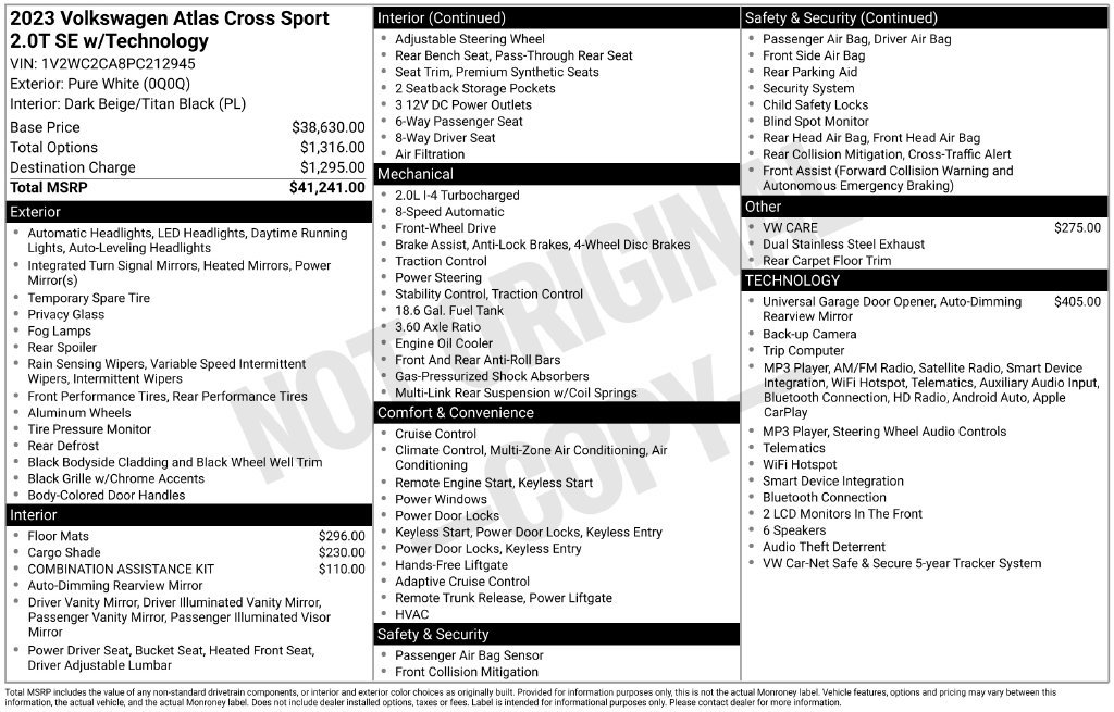 Used 2023 Volkswagen Atlas Cross Sport SE FWD image 10
