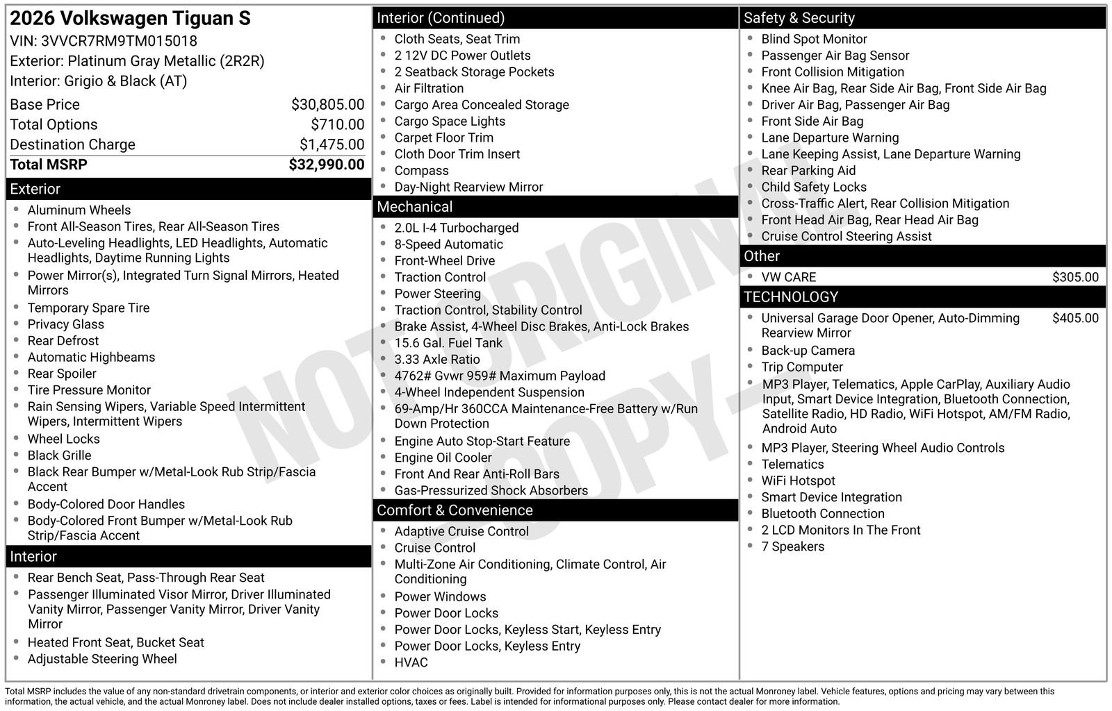 Certified 2026 Volkswagen Tiguan S FWD image 35