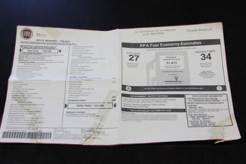 Used 2012 FIAT 500 Lounge w/ Convenience Group image 3