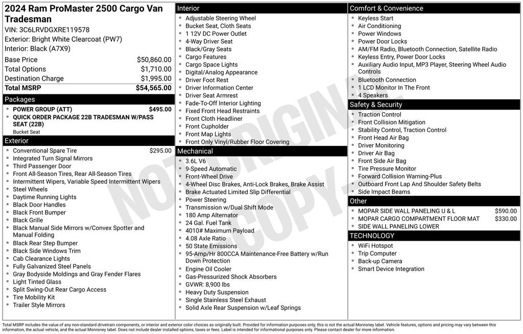 New 2024 RAM ProMaster 2500 w/ Power Group FWD image 5