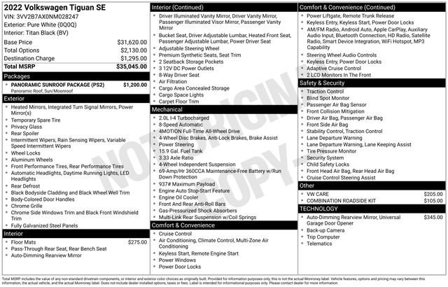 Certified 2022 Volkswagen Tiguan SE w/ Panoramic Sunroof Package image 41
