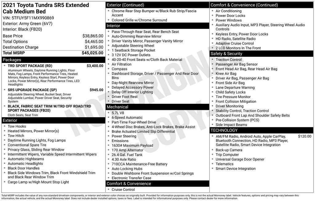 Used 2021 Toyota Tundra SR5 w/ TRD Sport Package image 19