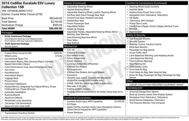 Used 2016 Cadillac Escalade ESV Luxury AWD/4WD image 15