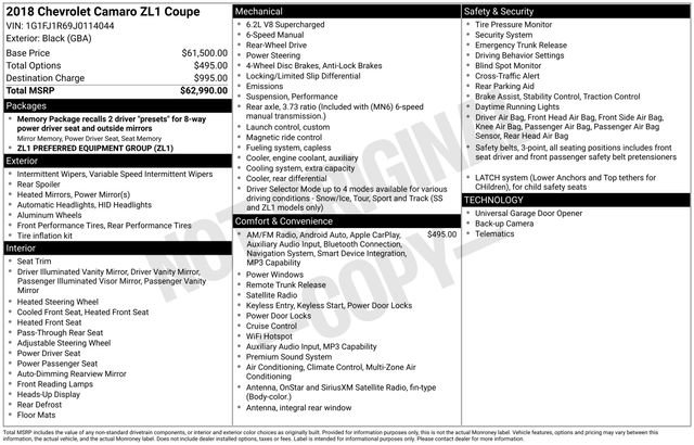 Used 2018 Chevrolet Camaro ZL1 image 5