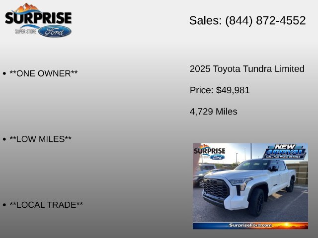 Used 2025 Toyota Tundra Limited w/ TRD Off-Road Package AWD/4WD image 6