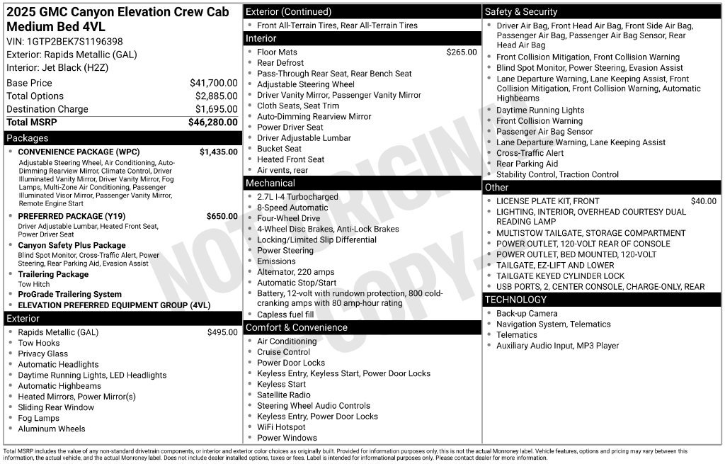 New 2025 GMC Canyon Elevation w/ Convenience Package AWD/4WD image 27