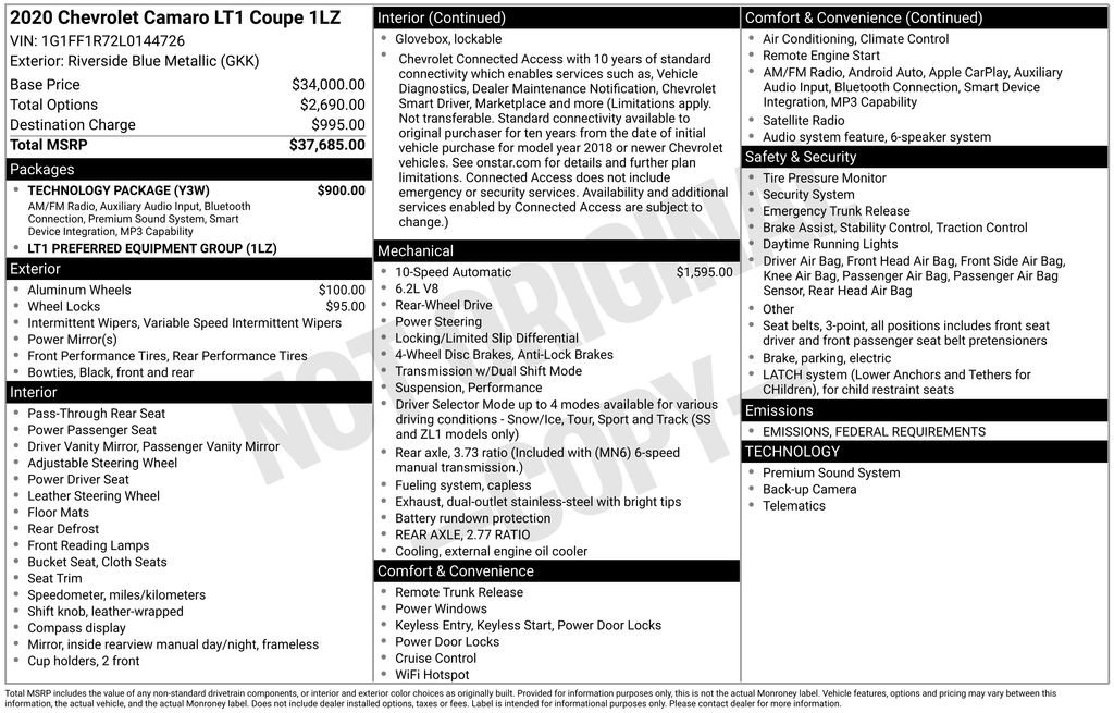 Used 2020 Chevrolet Camaro LT w/ Technology Package image 30